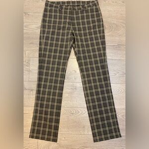 Golfino women’s golf pants in tan, brown & soft lilac plaid EUC size 14